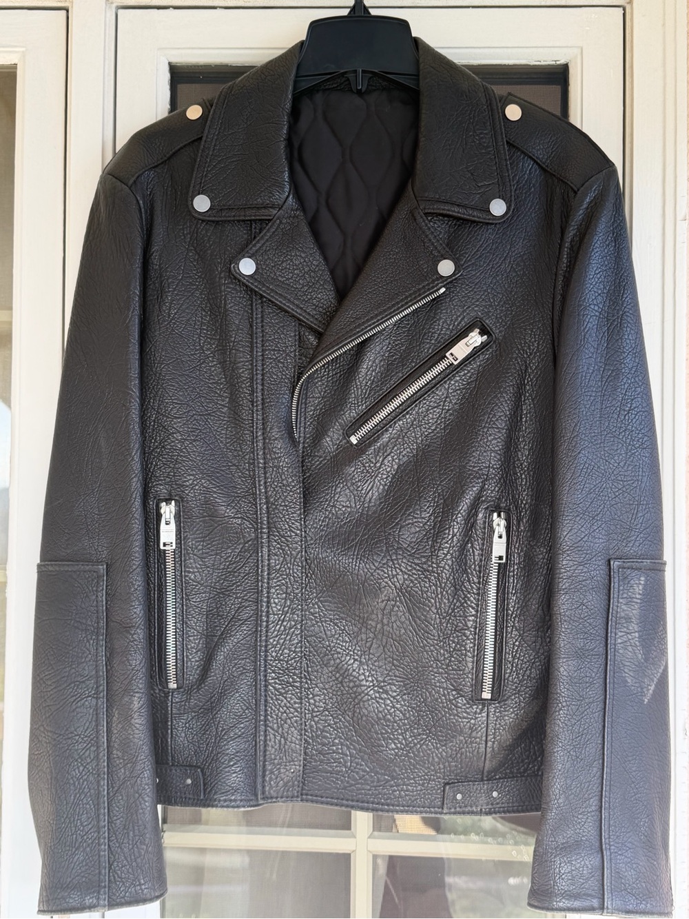 Balenciaga Textured Sheep Leather Moto Jacket